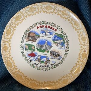 Arkansas Souvenir Plate with Gold Trim